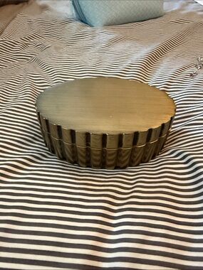 Hearth & Hand Olive Green Scalloped Decorative Trinket Box